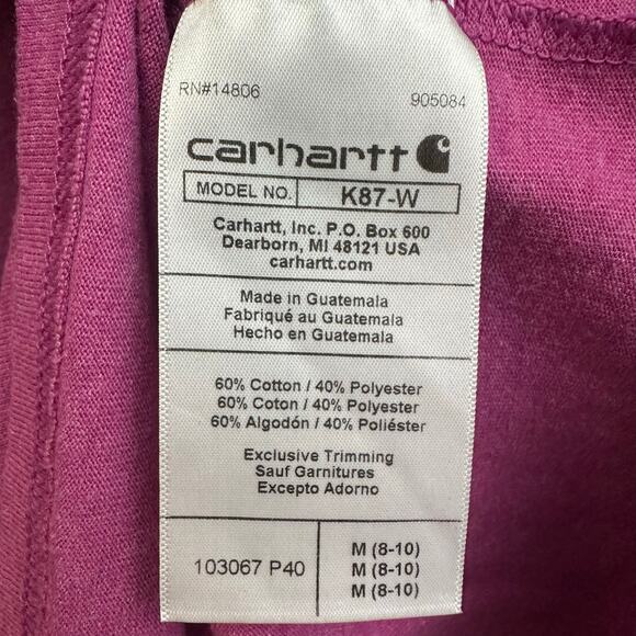 Carhartt Loose Fit T Shirt Purple Medium 8-10 Front Pocket Work Casual - Picture 5 of 5